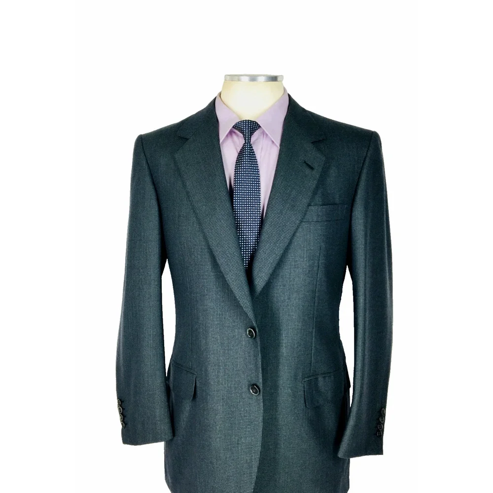 40R Brioni Italy Mens 2 Button Pure Wool Blazer Sport Coat Jacket Houndstooth